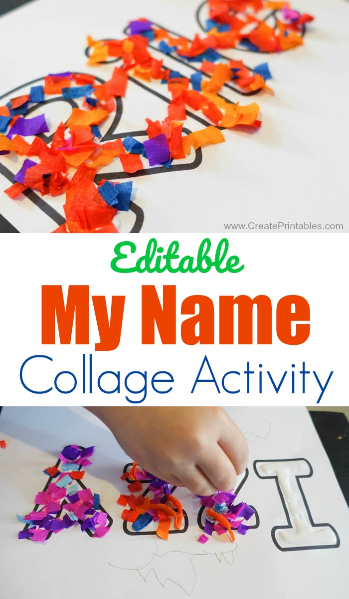 Editable My Name Collage Activity