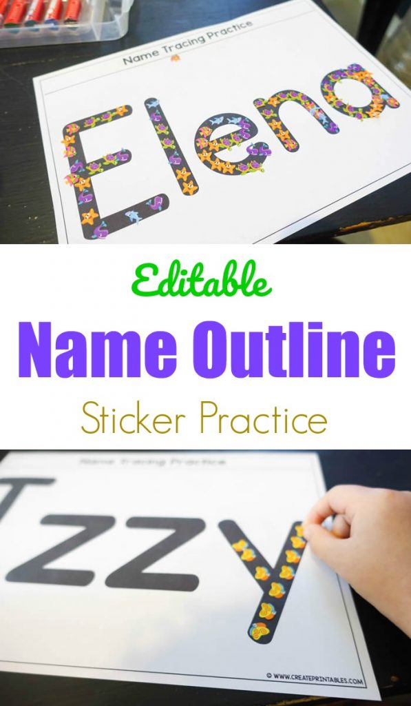 editable name outline sticker practice create printables