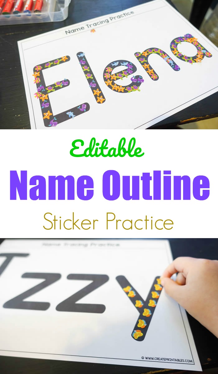 Editable Name Outline Sticker Practice