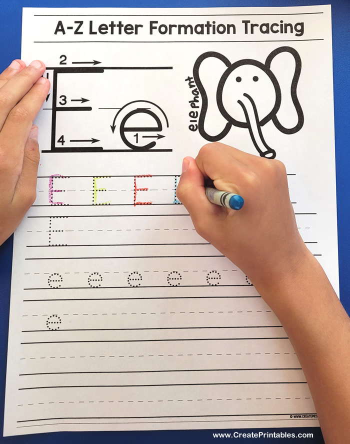 tracing letters a z worksheets